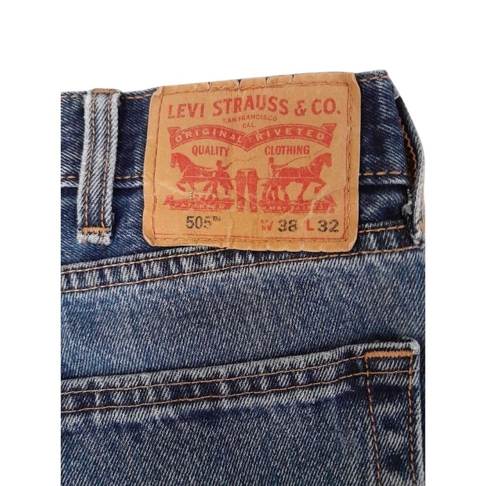 Levi's 505 Men's Jeans 38x32 Straight Fit Regular‎ Blue Denim Classic USA